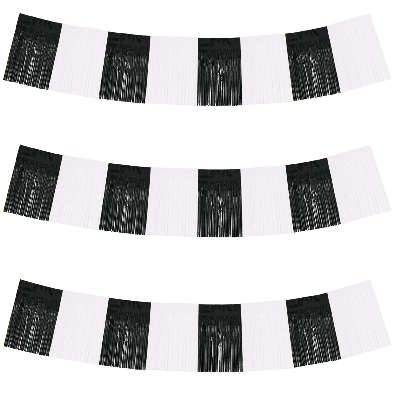 BEISHIDA Black White Fringe Garland Banner 30ft Wall Tinsel Foil Streamers