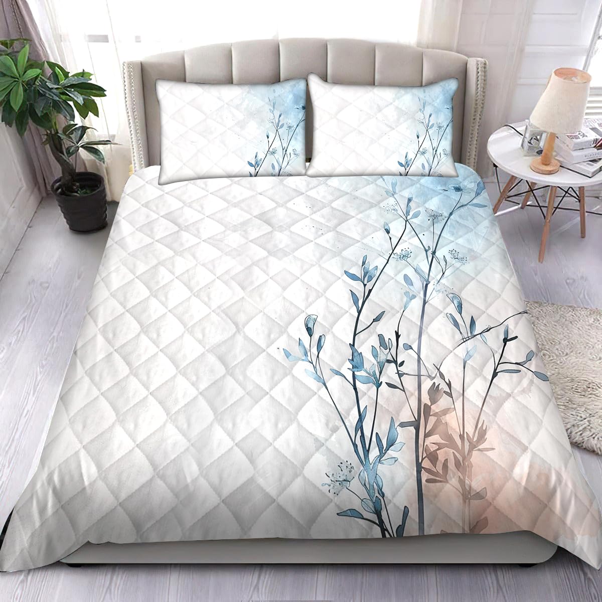 Amazon.com: 365CUSGIFTS Minimalist Floral Blue Peach, Comforter