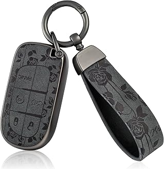 EnerCharge TPU and Leather Key Fob Cover Full Protection Suitable for Dodge,Key Cover Case for Jeep