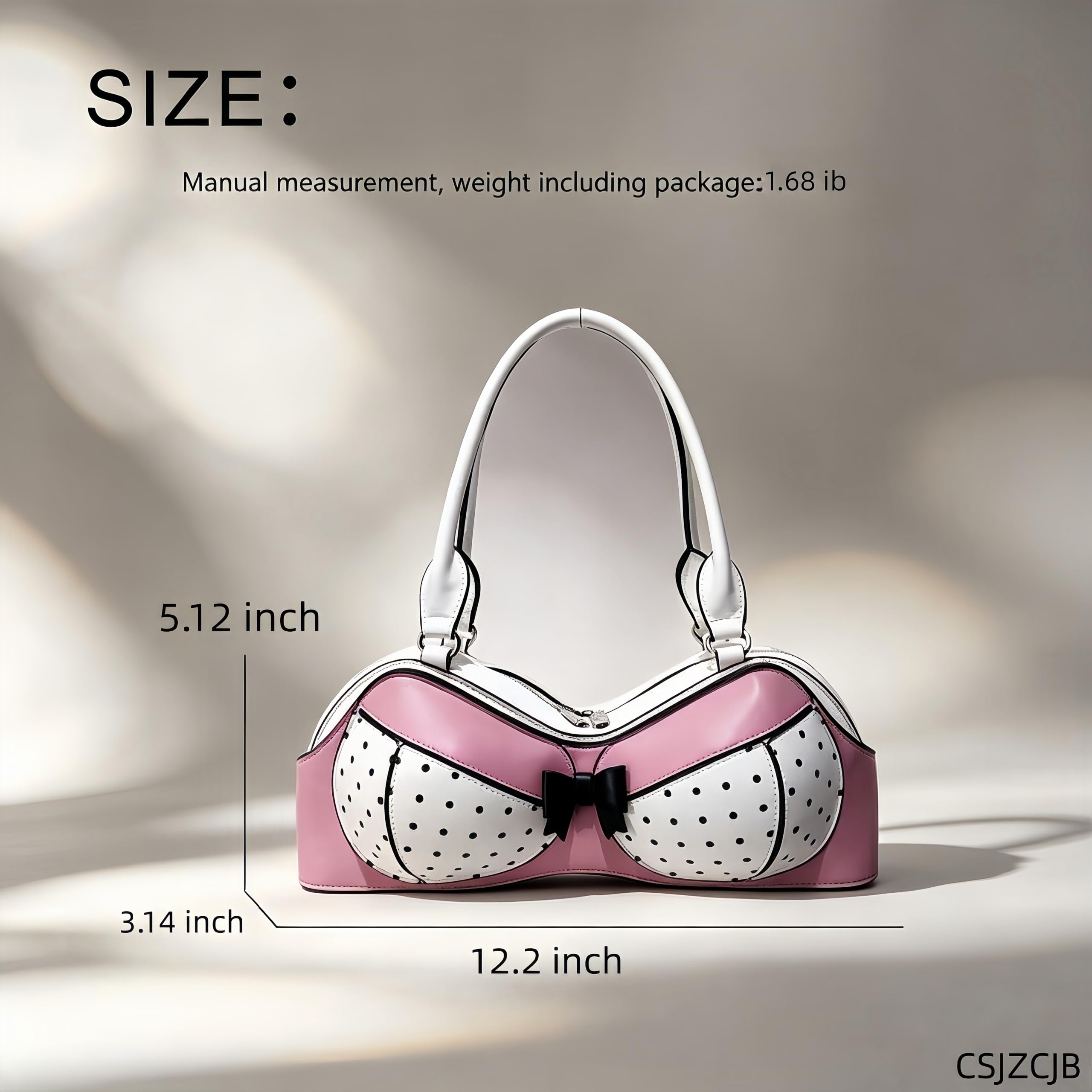 Bolso de hombro con forma de sujetador, bonito bolso de coqueta de lunares | Bolso de mano de piel sintética con lazo de lunares para mujer