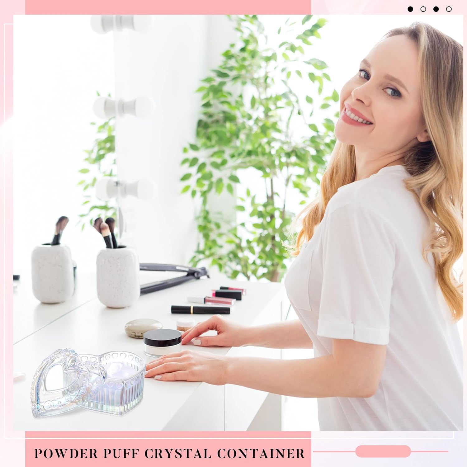 Tioncy 3 Pcs Large Body Powder Puff and Container Valentine's Day gift Powder Container with Puff Crystal Case Soft Washable Reusable Velour Face Body Glitter Wet Dry Makeup(Heart,Glitter) - Image 6