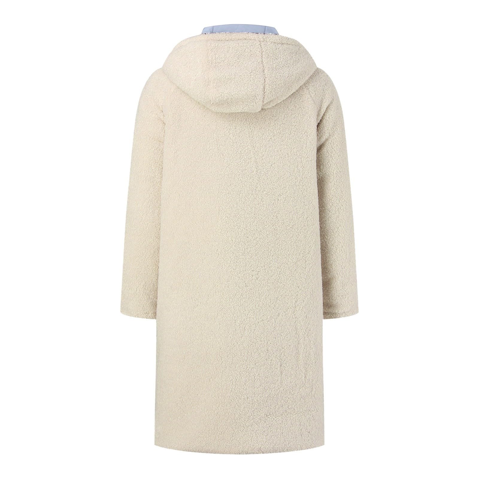 Genérico Chaqueta De Mujer Invierno,Chaqueta Informal Con Cremallera Y Bolsillos Para Mujer Sudadera Con Capucha De Forro Polar Abrigo De Peluche Reversible De Invierno