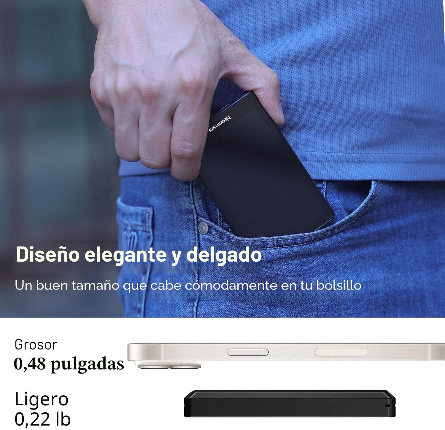 Newmowa Negro Pantalla magnética para Selfie Vlog,grabación inalámbrica 1080P, fotocamera posteriore del telefono per Selfie Vlog TikTok LiveStream,Compatible con iPhone(grabación con Cable 4K 30fps)