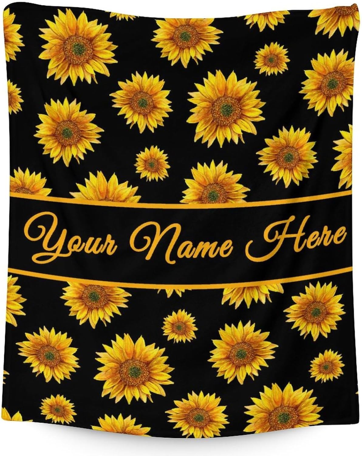 Personalized Sunflower Blankets - Custom Name Blanket - 50x60 Inches Fleece Throw for Women Men - Soft Cozy Throws for Couch, Sofa and Bed - Women Blanket Gift