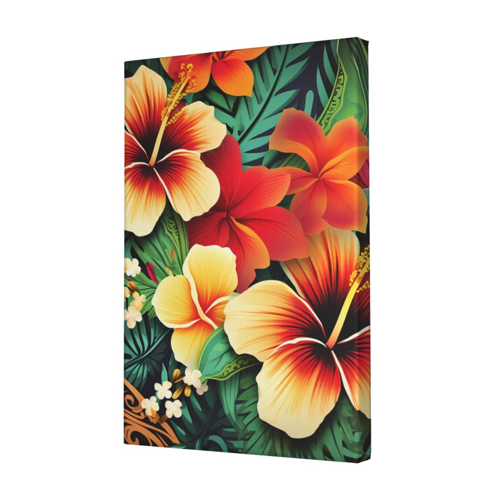 KLOPH Hawaiian Style Print pattern Canvas Wall Art for Living Room 12"x18" Modern Artwork Painting for Bathroom Hanging Canvas Prints Aesthetic Wallart for Bedroom Kitchen Office Wall Decor