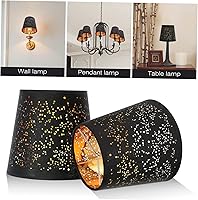 Vista 5 de Pantalla de lámpara de tela, pantalla de barril para lámpara pequeña, color negro, clip en la cubierta de la luz de la bombilla, cubierta de luz