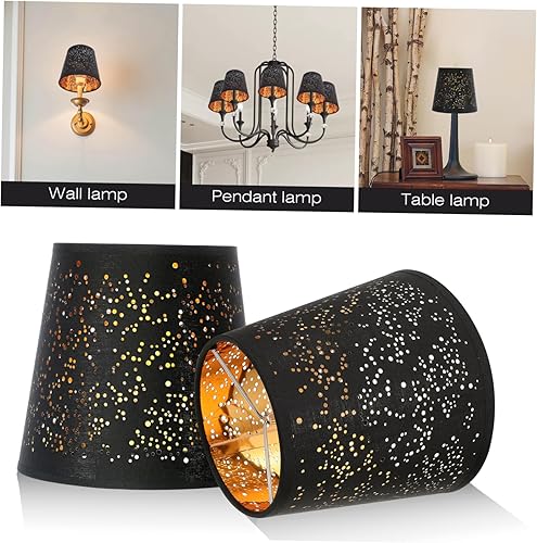 Miniatura 5 de Pantalla de lámpara de tela, pantalla de barril para lámpara pequeña, color negro, clip en la cubierta de la luz de la bombilla, cubierta de luz