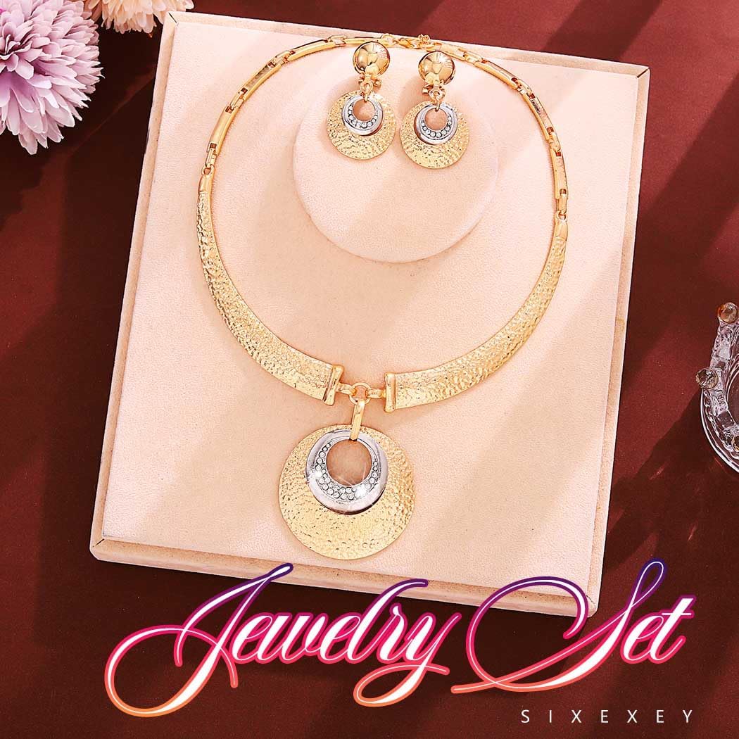 Sixexey Gold African Jewelry Set Chunky Collar Necklace Earrings Africa Festival Costume Jewelry for Women - Image 2
