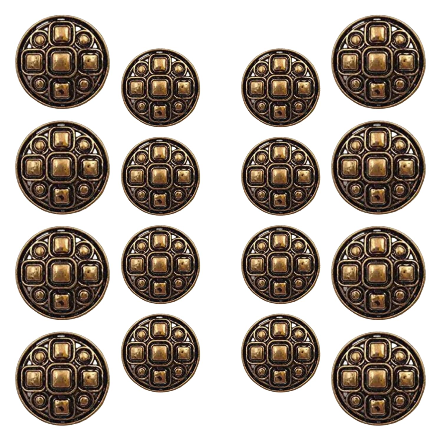 Ani accessories Golden Design Shank Button Pack of 16 (8 Big and 8 Small) for Coat Blazer Suit, Sherwani and Indian Dresses Sports Coat Size (34 L and 30 L) (Golden Blackish Design)-picture-18