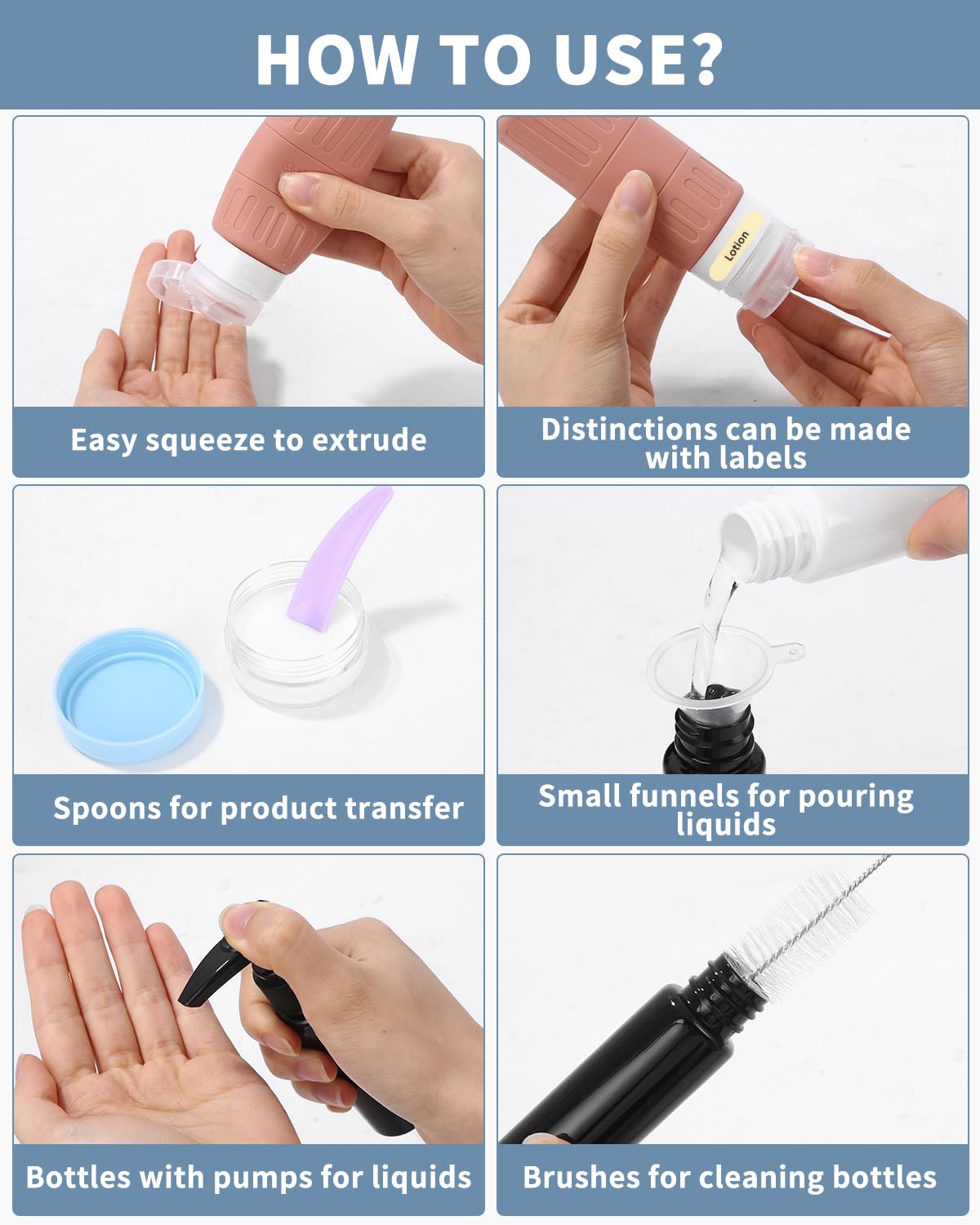 Set 16 Pezzi Bottiglie Viaggio In Silicone - 100ml BPA Free, Kit Contenitori - Foto 2