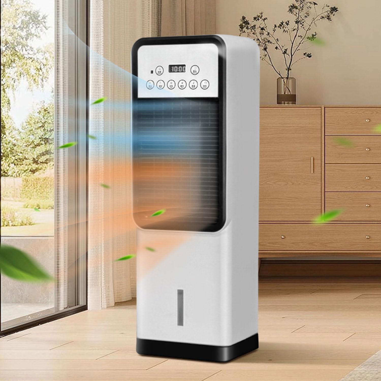 Aire Acondicionado Portatil Silencioso 3 en 1 Enfriador de Aire Evaporativo Sin Tubo Exterior 3L Tanque Agua 3 Velocidades Viento Temporizador 12H 120° Oscilación Ventilador de Enfriamiento