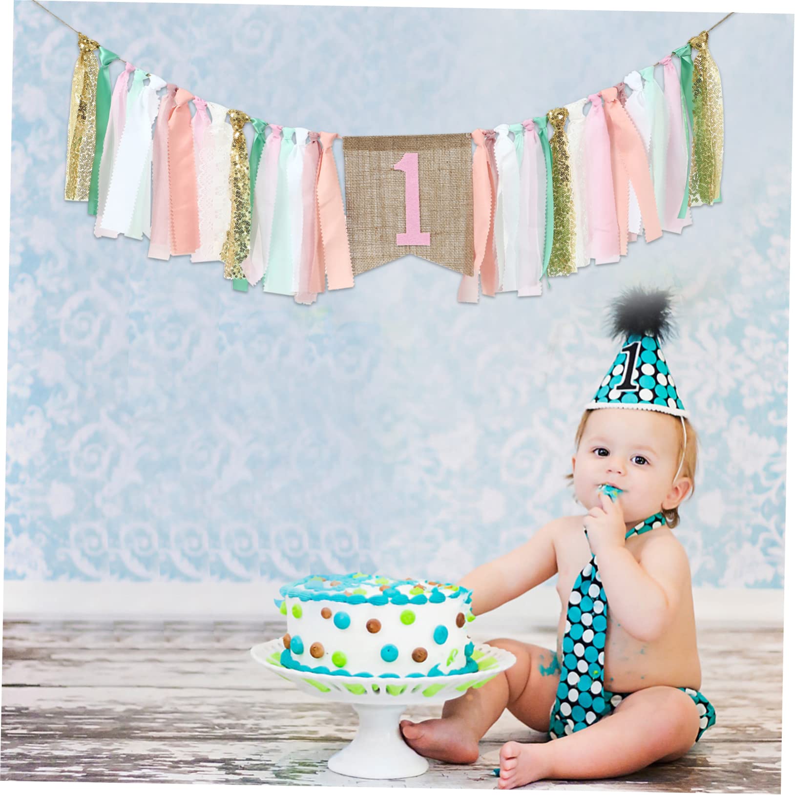 TOYANDONA 4 Piezas De Tela De Cumpleaños Niño Trona Fiesta Banner Silla Banner Foto Ornamento Pancartas De Cumpleaños Trona para Tronas Primer Cumpleaños Banner Foto Banner