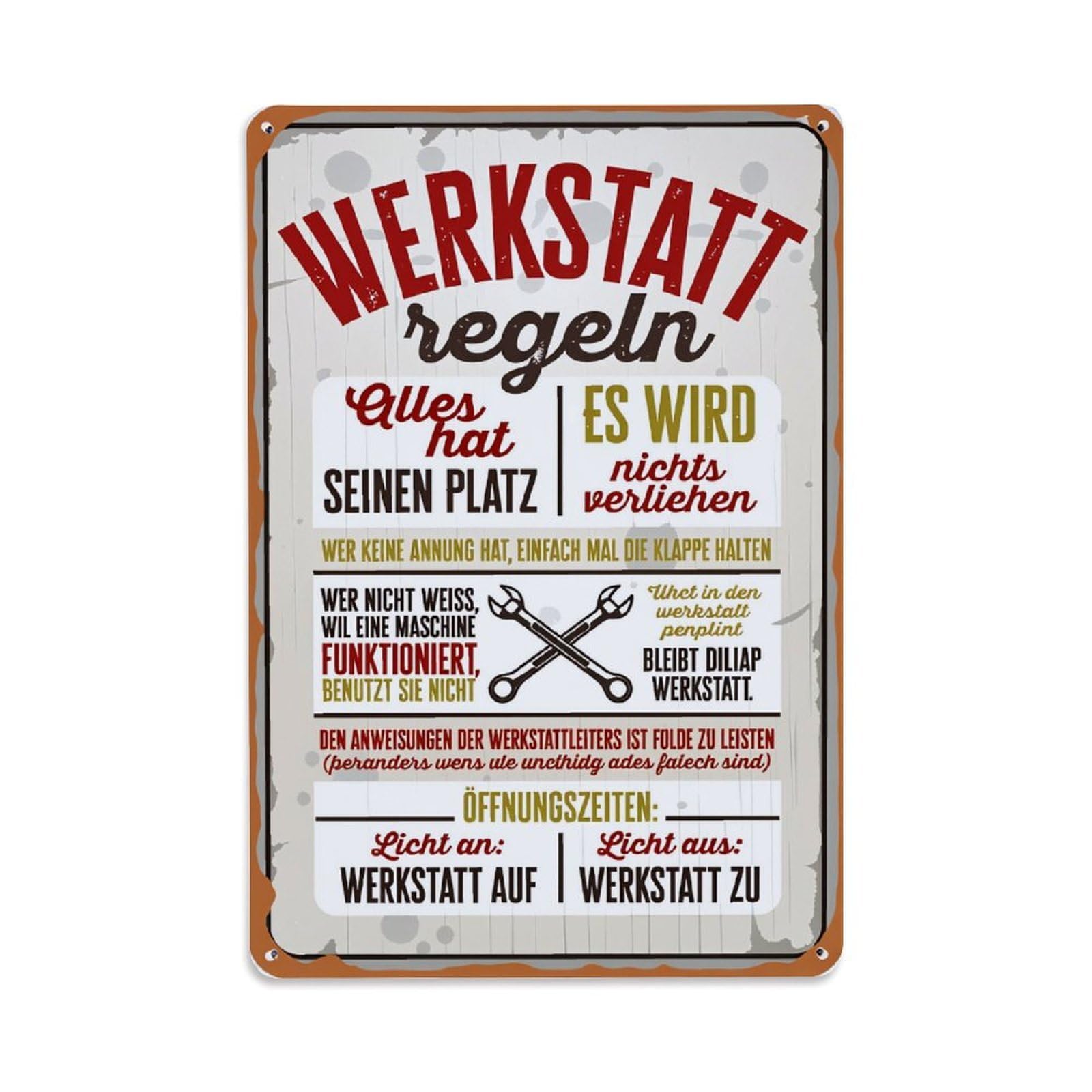Workshop Rules Everything Has Its Place Tin Sign Vintage Metal Poster Retro Bar, Home, Man Cave, Kitchen, Laundry Room Wall Art Decor Gift 8x12 Inch