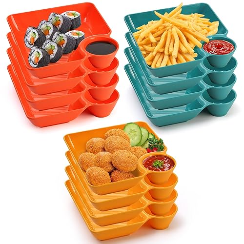 Lawei 12pcs Chip Dip Serving Platter Set, Plastic Dumpling Plates