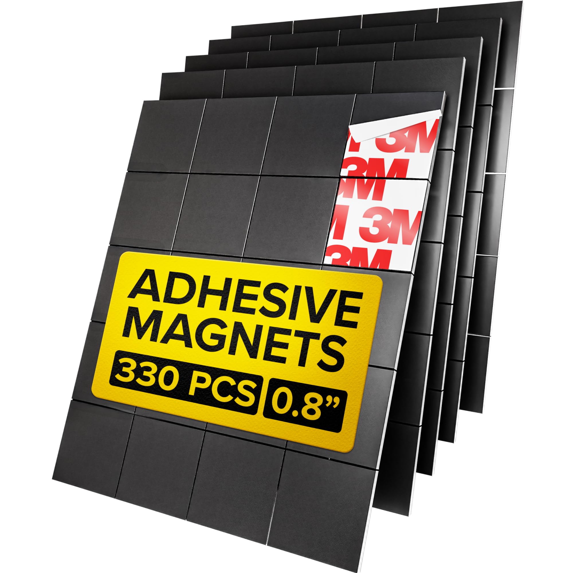 Hyper-Sticky Magnets with Adhesive Backing - 330pcs 0.8x0.08 Strong Magnetic Squares for Whiteboard Fridge - Easy-to-Cut Stickers for Planning and Organization - Teacher Must Have - Teacher Supplies