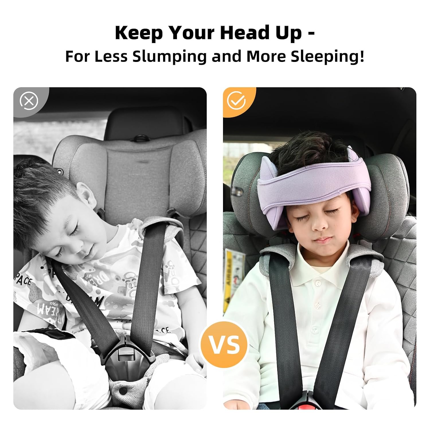 Adjustable Baby Car Seat Head Support Band, Baby Safety Car Seat Neck Relief Hold, Comfortable Head Hold Head Strap for Baby, Kids, Children, Purple