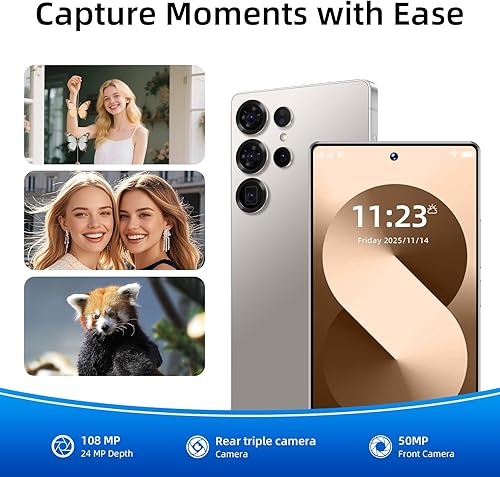 Miniatura 3 de Teléfono celular S25 Ultra desbloqueado 2025-6.9 pulgadas, pantalla HD Android 15, 8GB+256GB, teléfono Android con batería 7000mAh, huella dactilar,