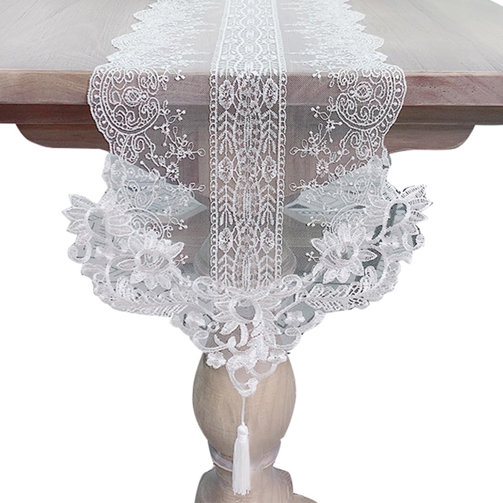 Elnwnnkc Stylish Nordics Lace Trim Tablecloth Portable Easy Maintenance Polyester Suitable for Daily Use Polyester Dining Table Runner