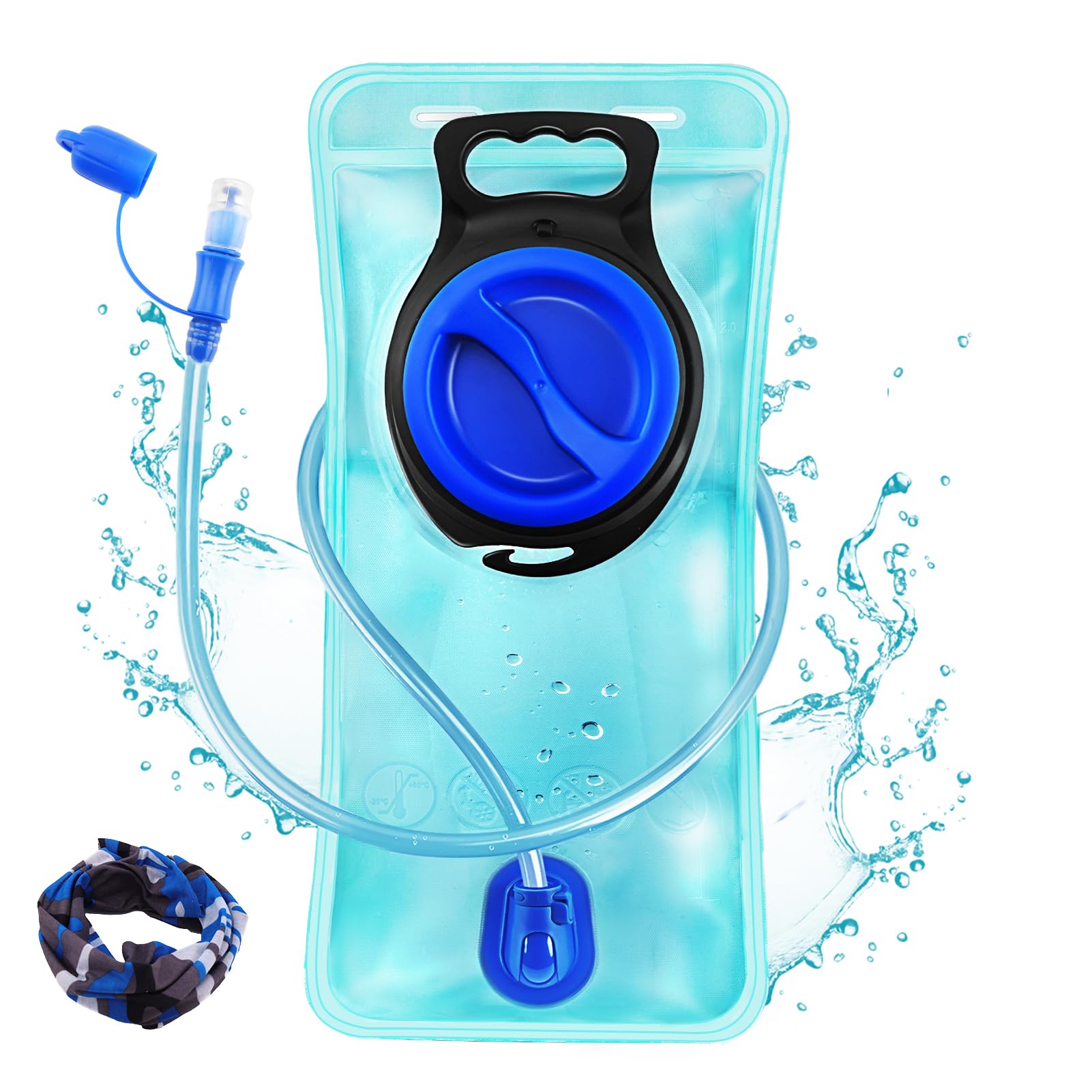 Photo 1 of Hydration Bladder, 1.5L Water Bladder for Hiking Backpack Leak Proof Water Reservoir Storage, 1.5 Liter BPA-Free Water Pouch Hydration Pack Replacement for Biking Climbing Cycling Running, Blue