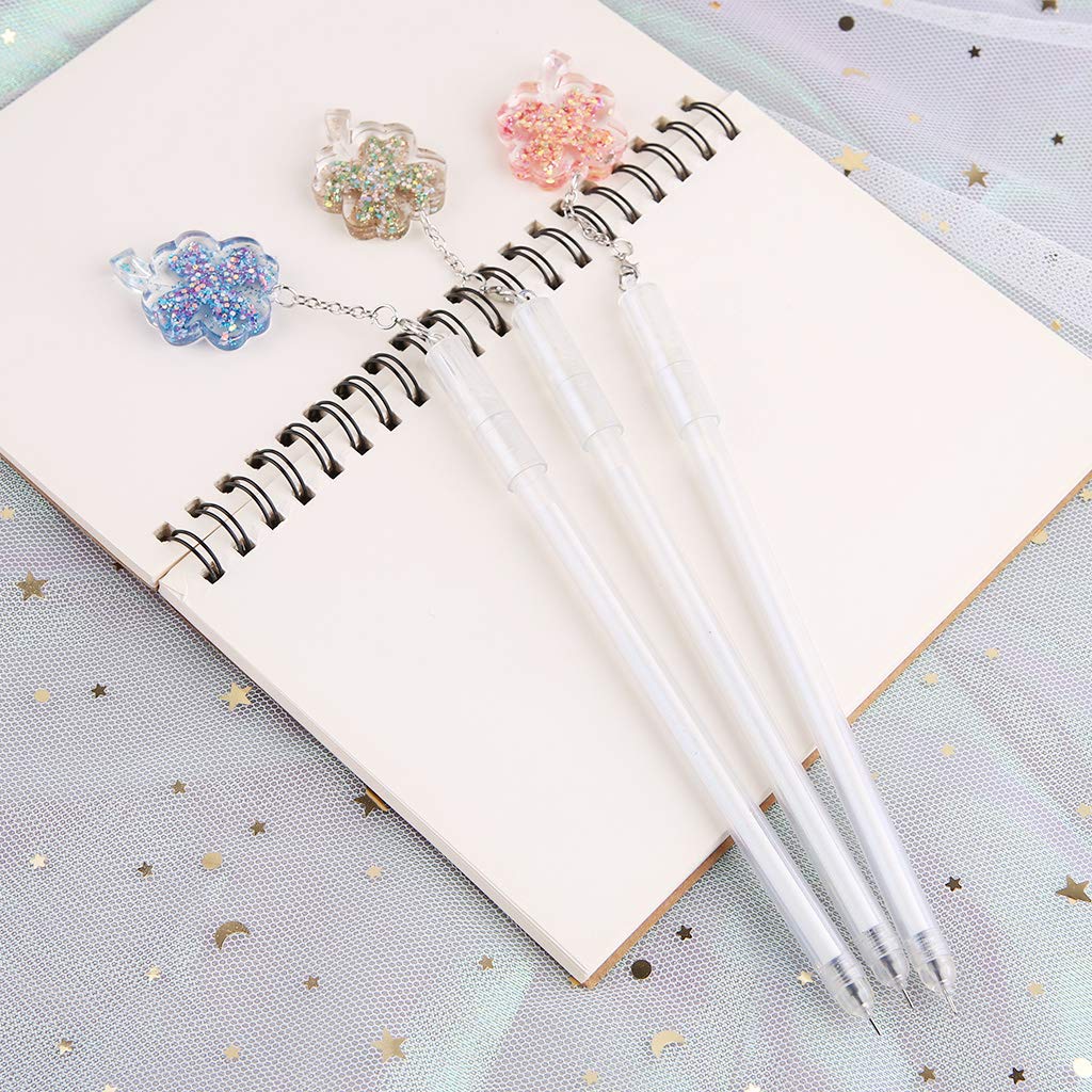 JUNESUN Gel Pen with 0 5mm Point Cartridge Pen Chain Decor Black Ink Shinny Clover Embellishment Stationery Supplies — view 8