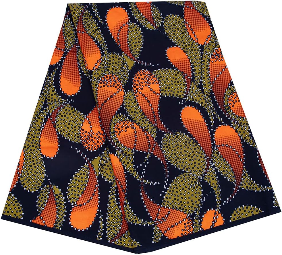 HollandaisWax African Fabric Ankara Print Polyester Material Kente Cloth Textile for DIY Sewing Dress 6625