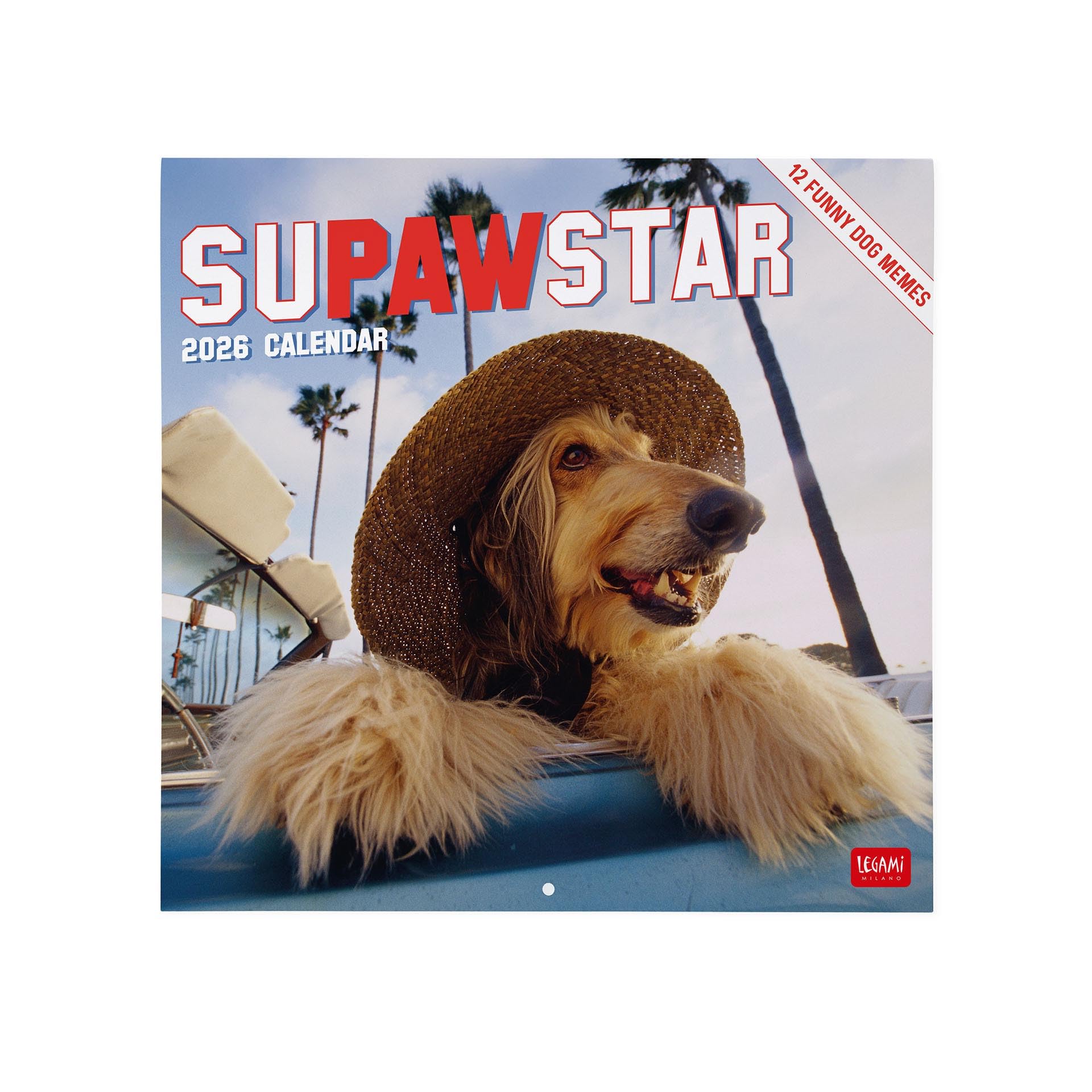 Legami - 2026 Wall Calendar, Supawstar Large Wall Calendar, 12 Months and Yearly Planner, in 6 Languages, Space for Notes, Zodiac Signs, International Holidays, 30 x 29 cm