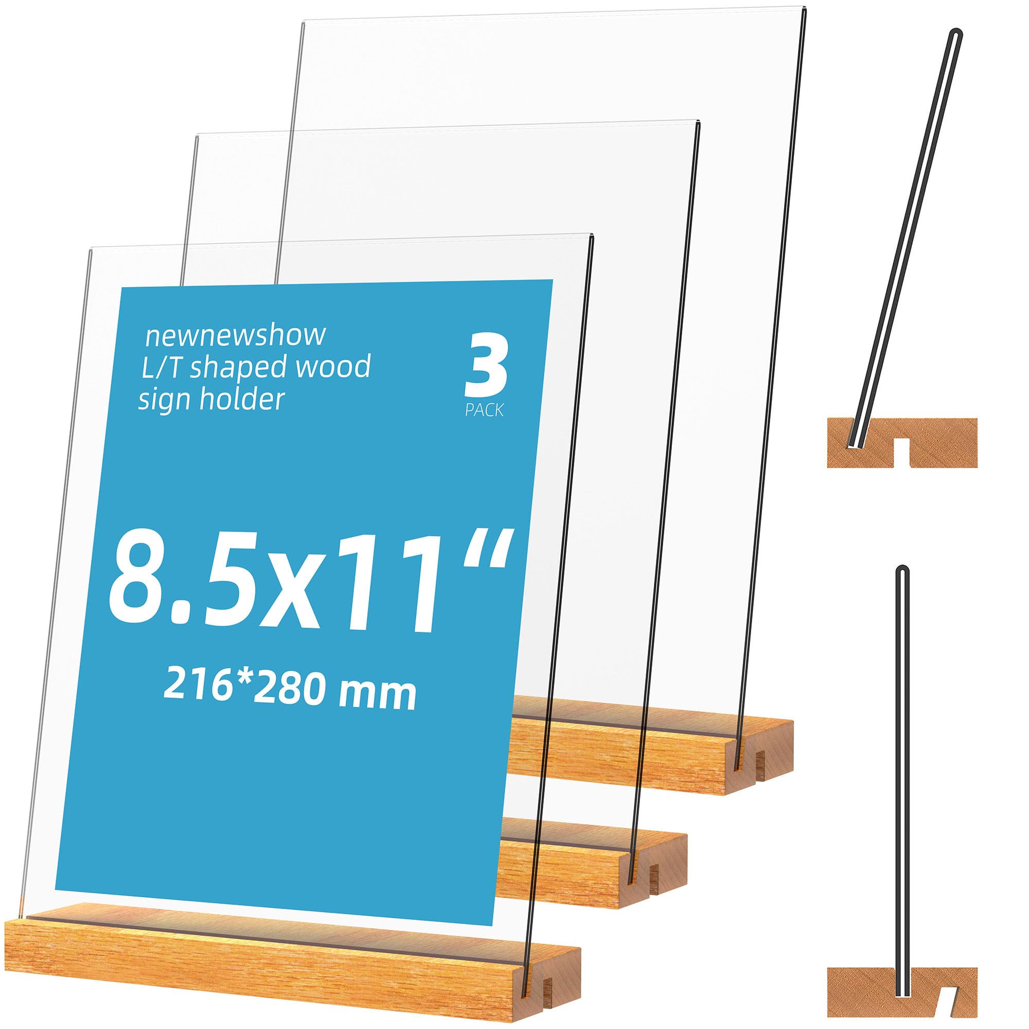 Amazon.com: newnewshow® 8.5x11 Acrylic Sign Holder with Wood Base