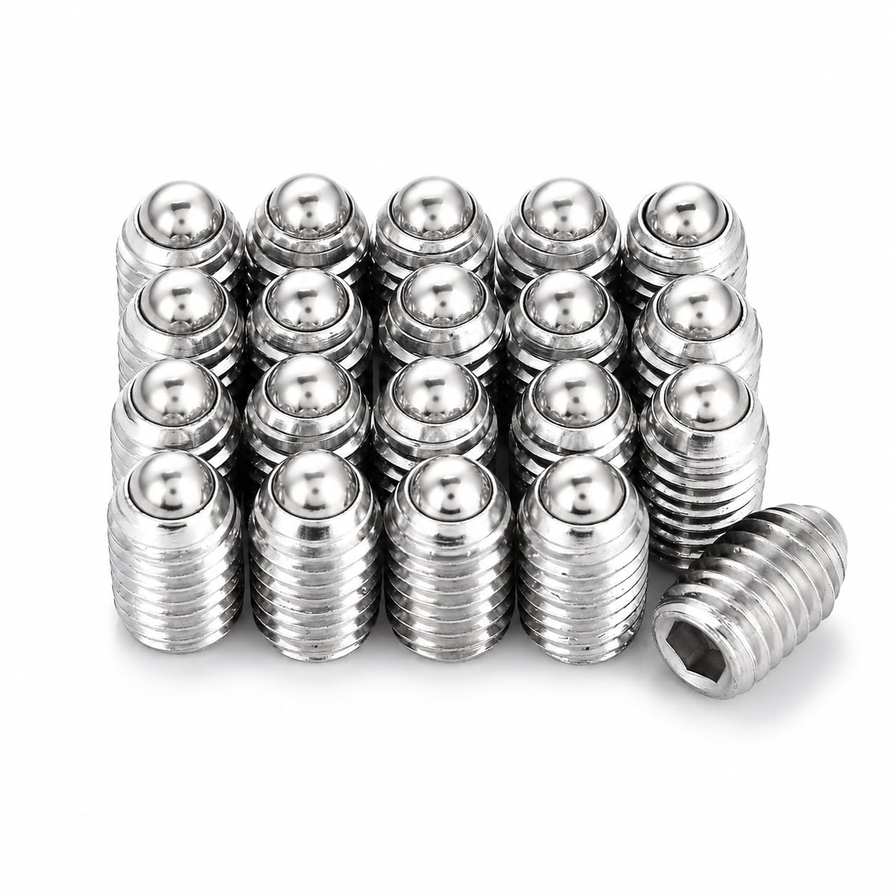 Jadeshay 20Pcs M8 Hex Socket Spring Ball Plungers 8 * 10 mm, Durable Stainless Steel Precision Threaded Push Fit Insert Screws for Lubrication and Pneumatic Tools