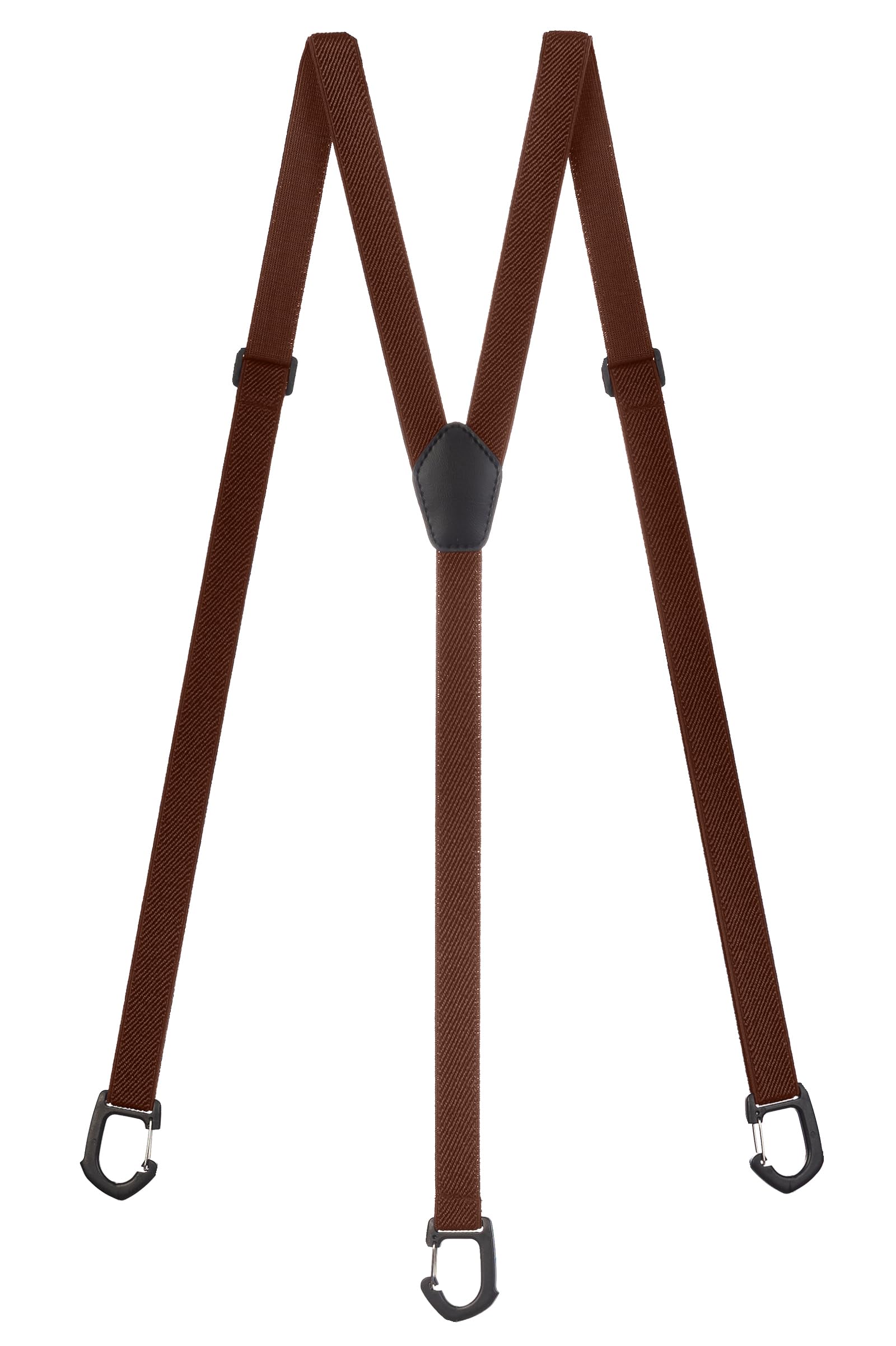 Olata Skinny Y-Shape Braces/Suspenders with Plastic Carabiner Clips - 2cm. Brown