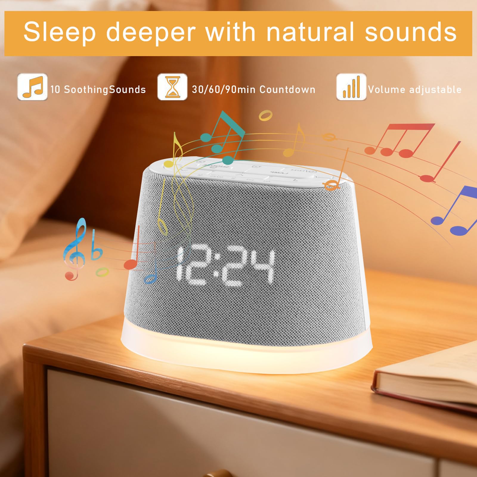 Lámpara de noche compacta de ABS con ruido y luz para luz de ruido para los ojos