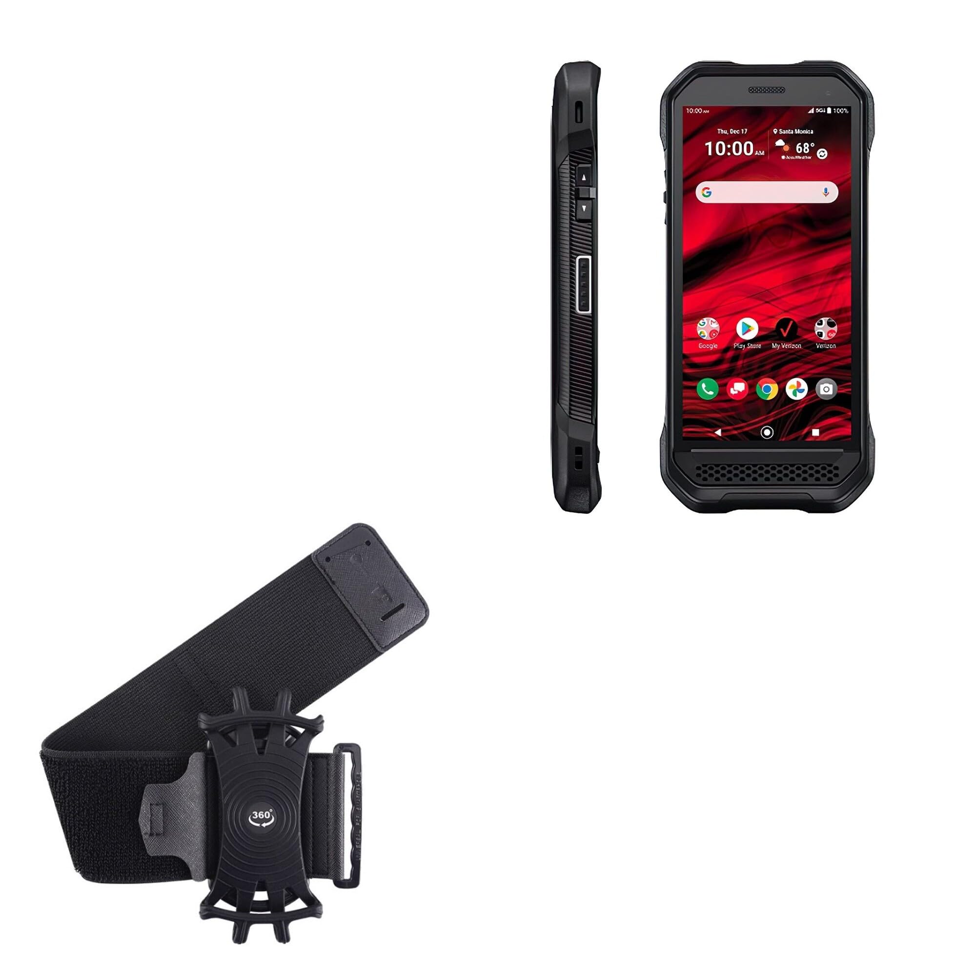 BoxWave Holster Compatible with Kyocera DuraForce Ultra 5G - ActiveStretch Sport Armband, Adjustable Armband for Workout and Running - Jet Black