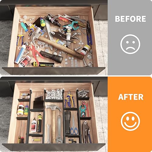 Miniatura 7 de HiYZ Divisores de cajones ampliables con insertos, divisor de cajones de utensilios de cocina grandes, organizadores de cajones ajustables de 2.36