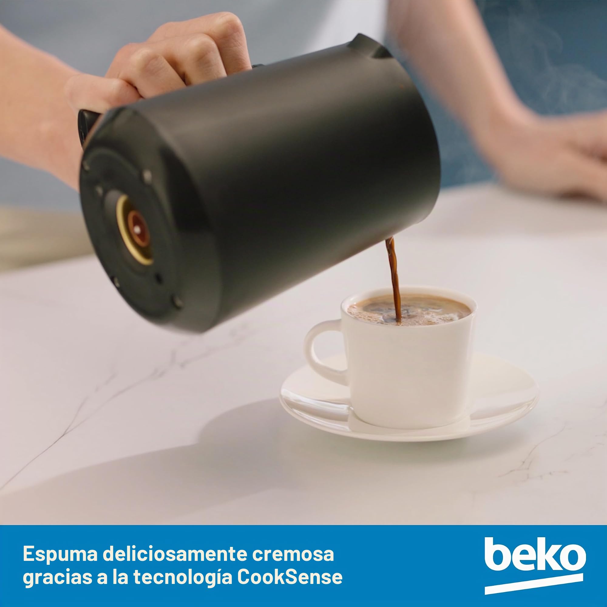 Beko TKM 2341 - Cafetera moka hasta 5 tazas, Cooksense, café turco espumoso, antiderrames, control de un solo toque, color negro