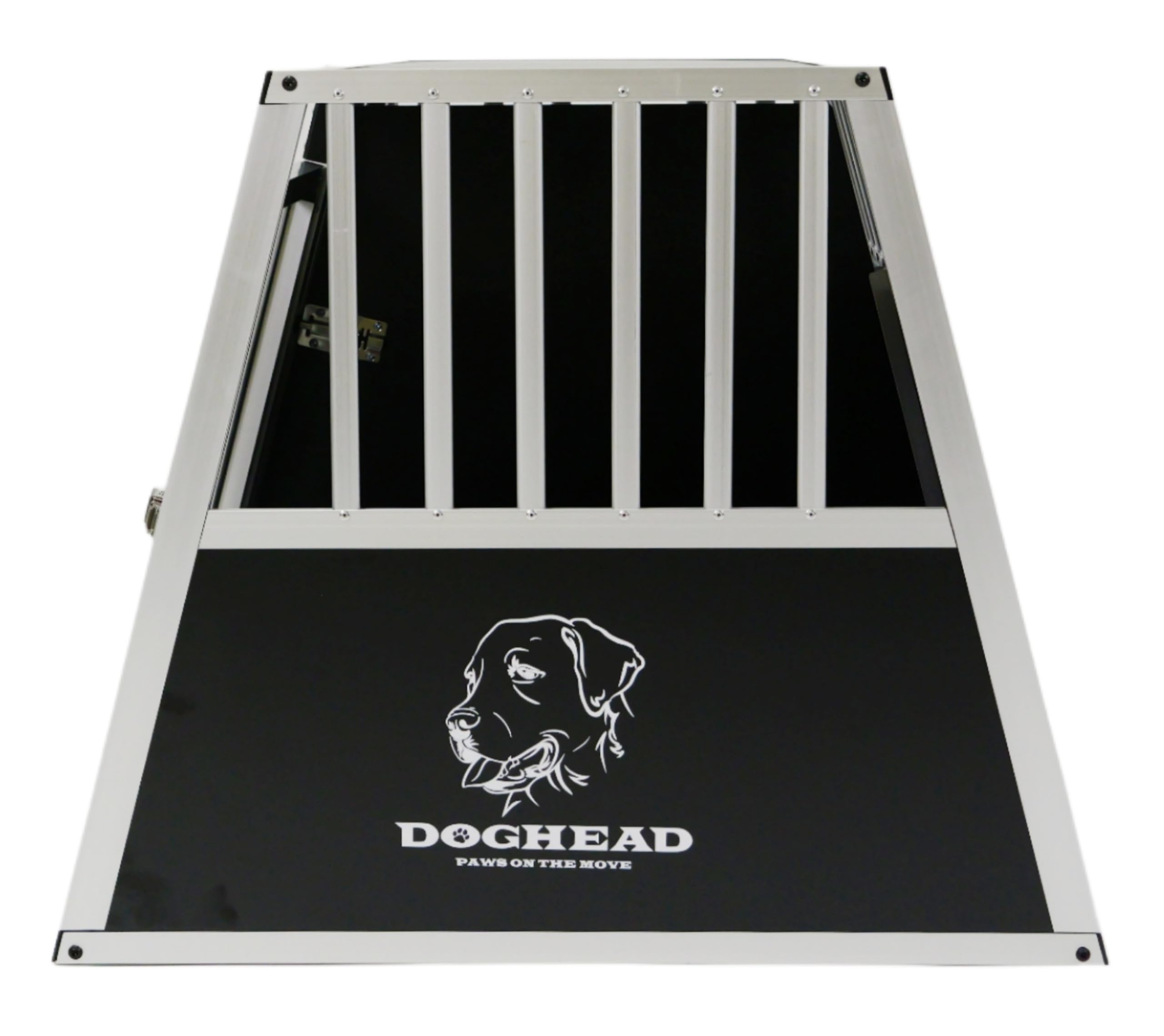 DOGHEAD Hundetransportbox Ecoline, Double 95x75x63 cm DG, Schwarz, Aluminium, Beidseitig Abgeschrägt 75°, 2 Trennwände, Keine Kombibox