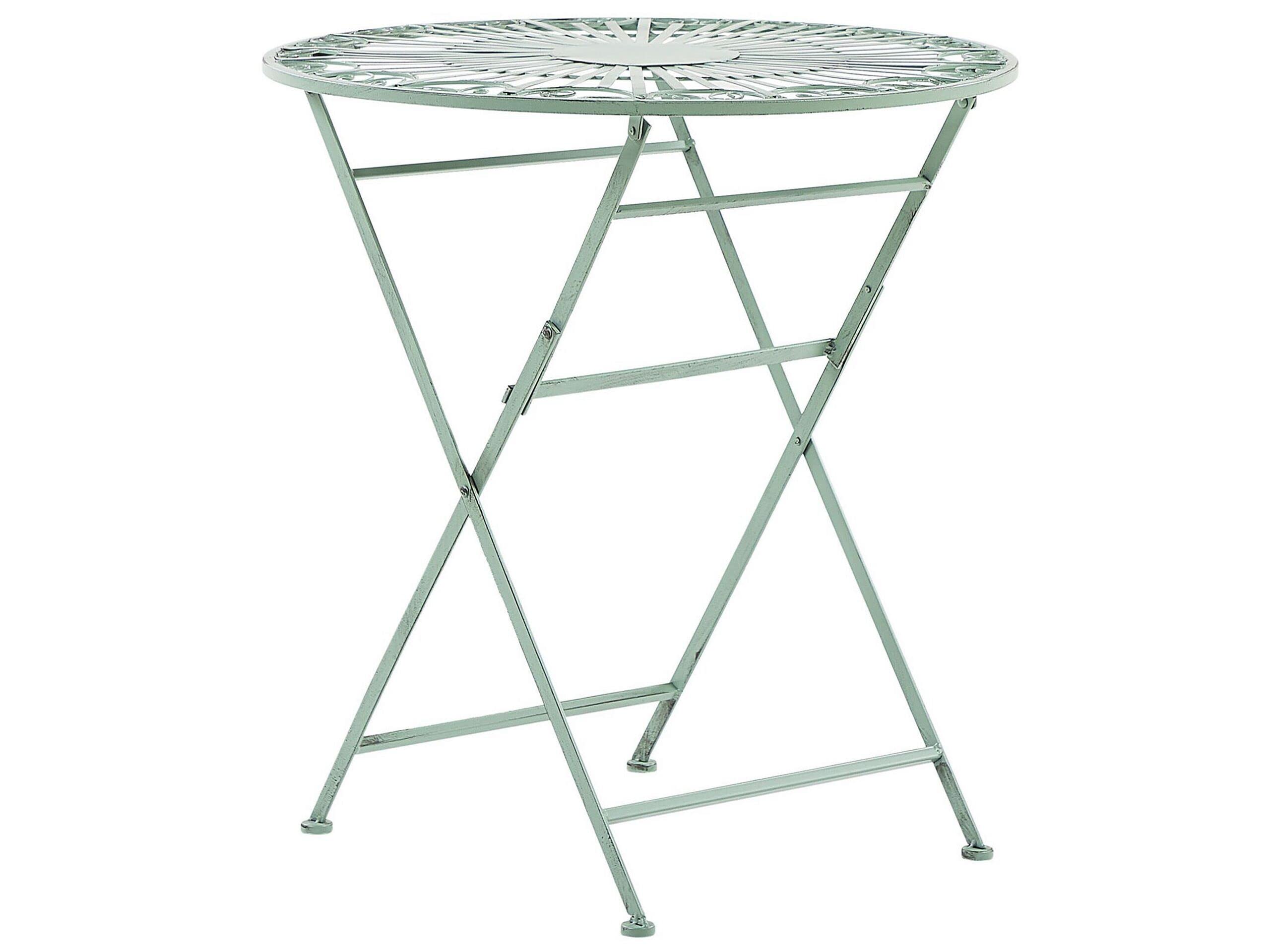 Metalowy stolik balkonowy okrągły 70 cm ozdobny zielony Trento
