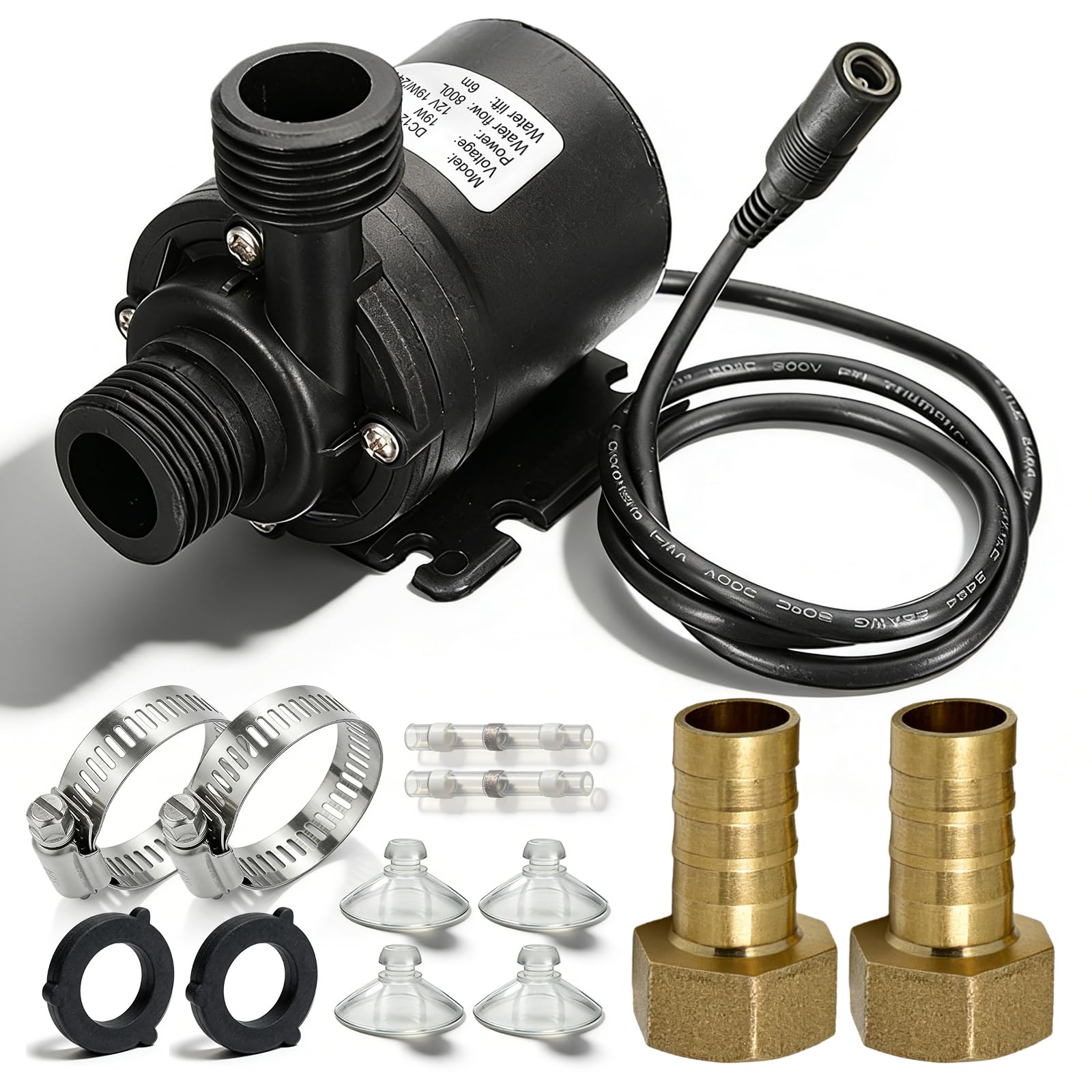 Bomba de agua sin escobillas DC 12 V, bomba sumergible mini con eje de cerámica, bomba de circulación para acuario, 800 L/H, altura de extracción de 5 m, para estanque, fuente, piscina