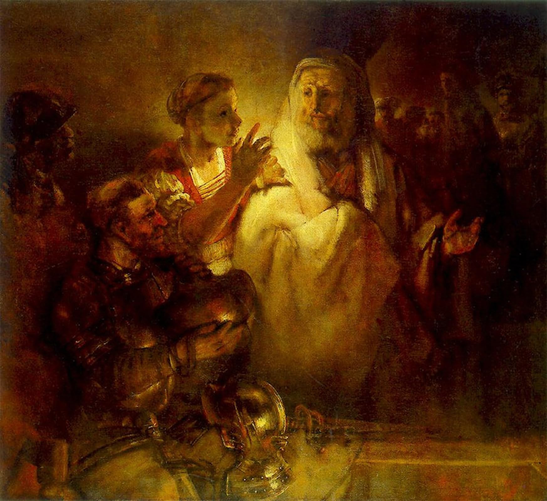 SERENDIPITP Abstract Painting Mural Print Picture Wall Decor Painting Peter Denouncing Christ by Rembrandt Vintage Wall Artwork for Home Decor 60x90cm