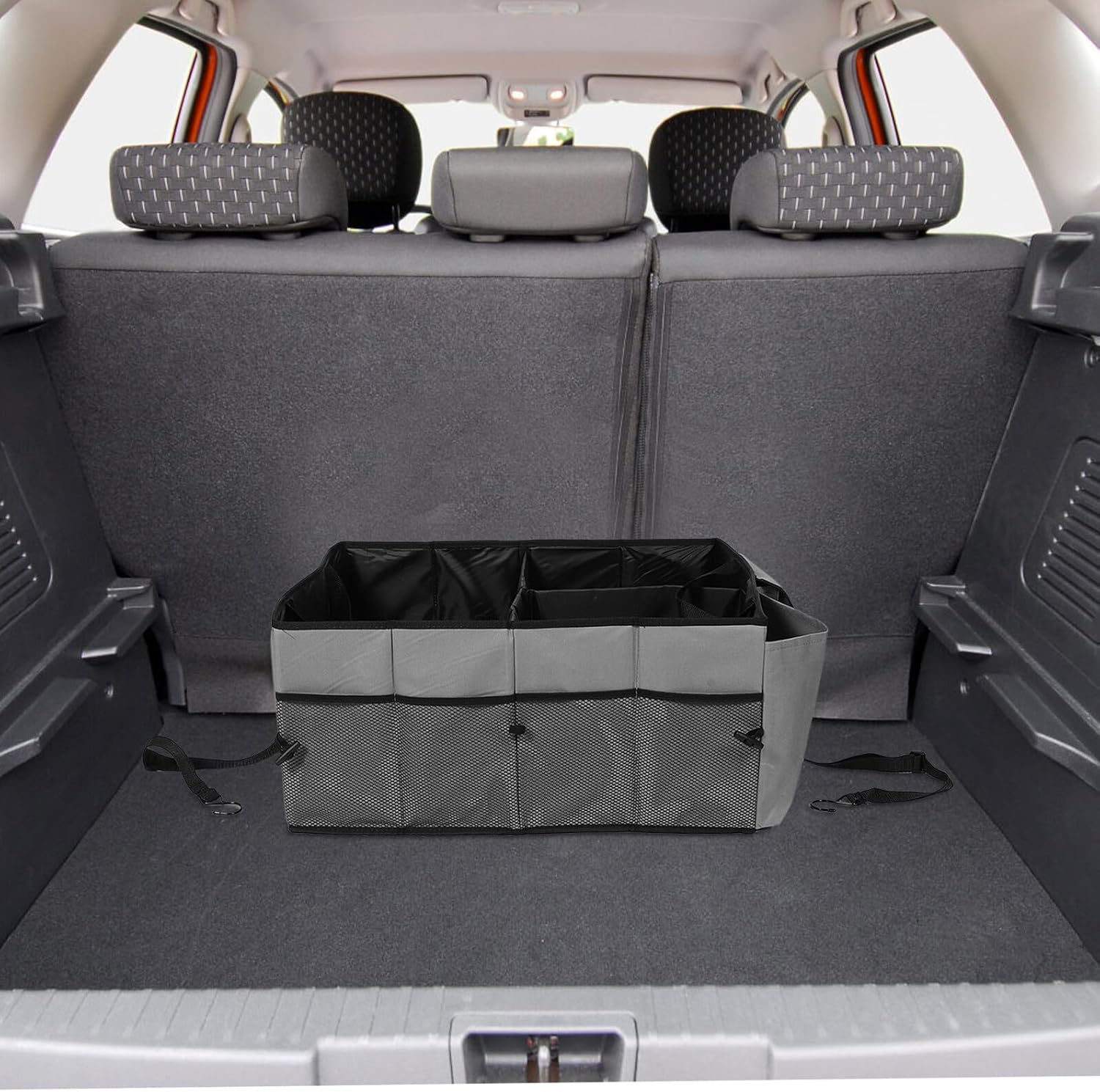 Garneck Car Trunk Organizer Suv Folding Storage Box Multi-compartment Car Grocery Organizer with Sturdy Gray Material for Vehicle Interior Organization