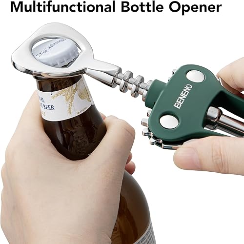 Miniatura 40 de Beneno Juego de regalo multifuncional para abrebotellas de vino, sacacorchos de ala, cortador de lámina, tapón al vacío y vertedor aireador