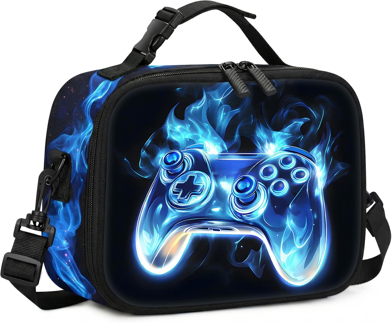 Kids Lunch Box for Boys - Gamer Boys Lunch Bag,Insulated Video Game Lunchbox with Adjustable Shoulder Strap & Name Tag,Reusable Portable Lunchbox for School Picnic Hiking