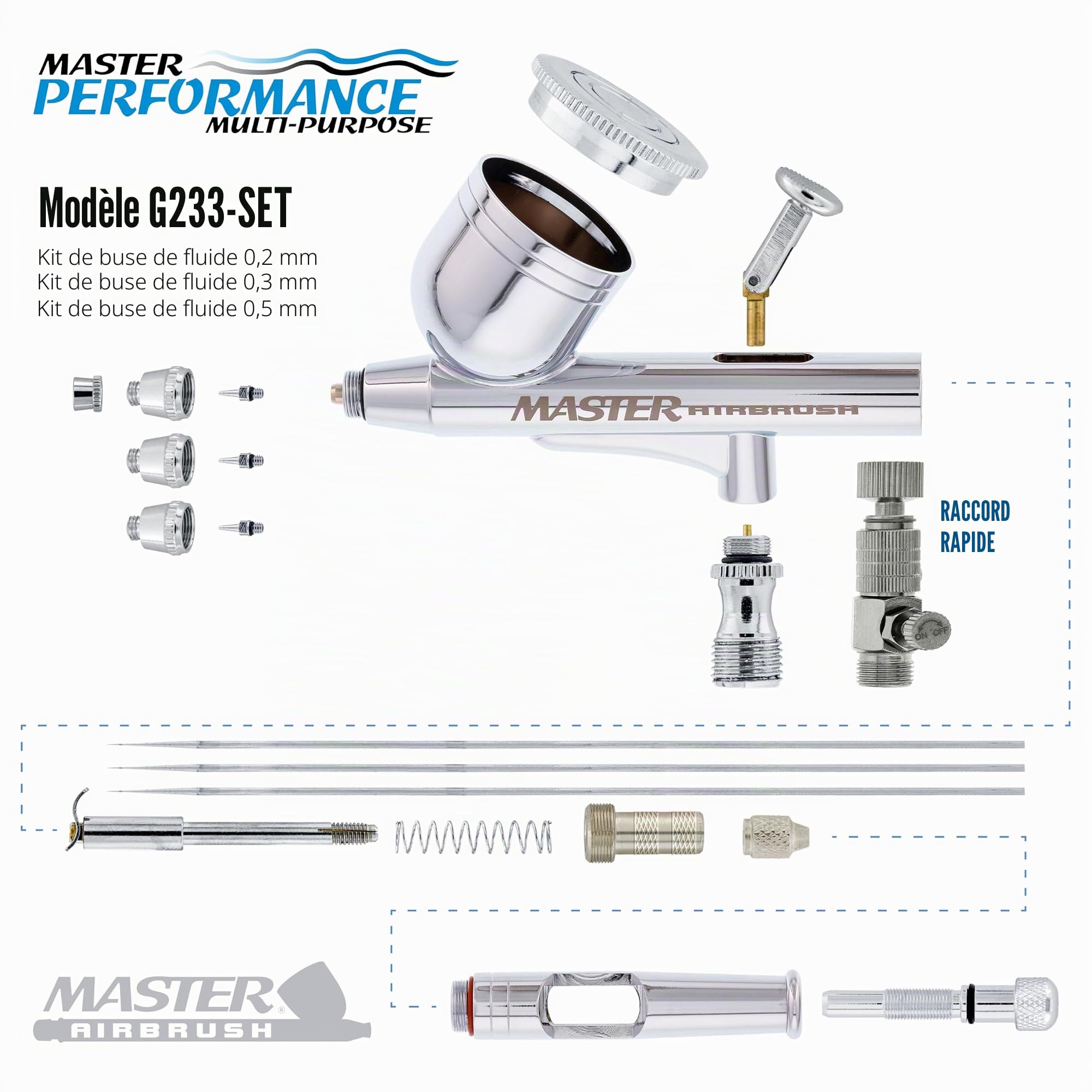 Master Airbrush G233-set Multi-purpose Precision Dual-action Gravity Feed
