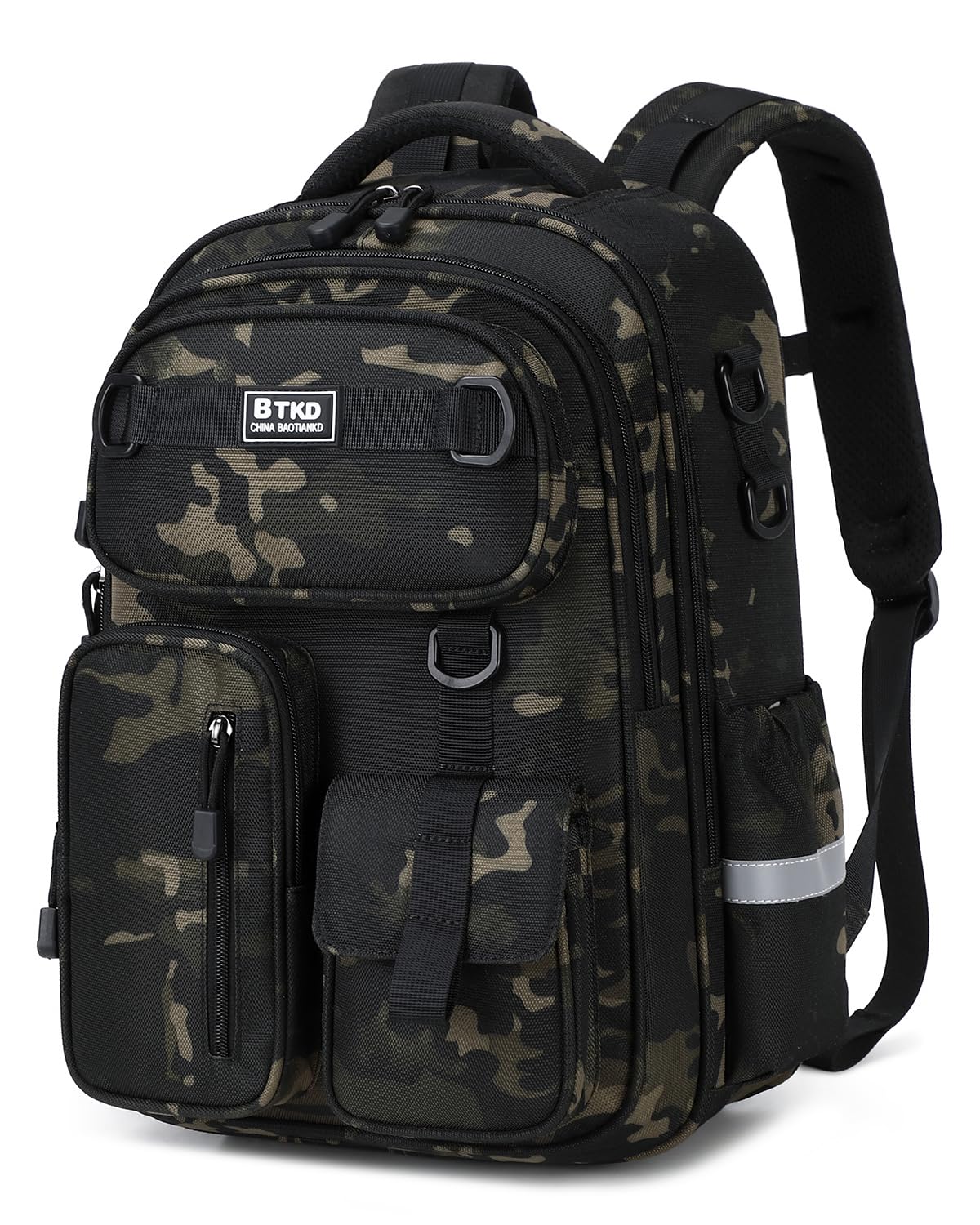 Amythe Cartable Garçon Primaire CE2 CM1 CM2, Camouflage Noir