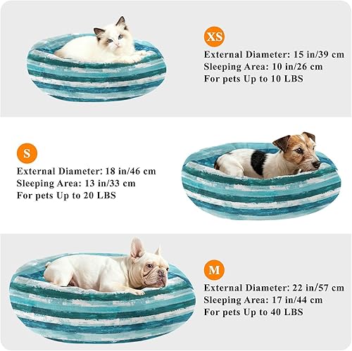 Miniatura 7 de KLL Blue-Green and White Horizontal Stripes Removable & Washable Pet Cat Beds fluffier Cat Cave Bed for Small Size Pets Supplies cama elevada para