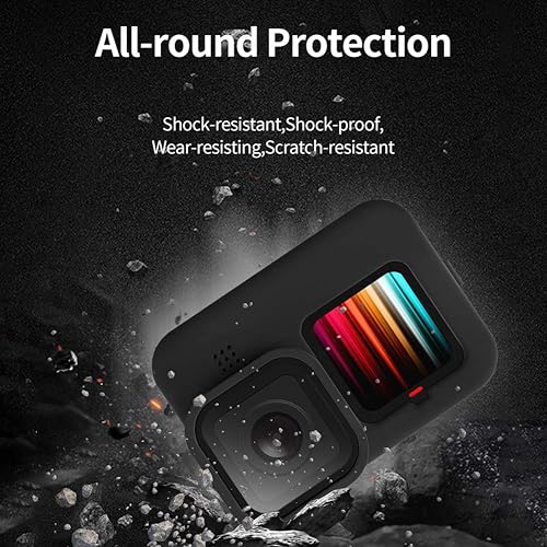 Miniatura 6 de Taisioner Funda protectora de silicona para GoPro Hero 11 Hero 10 Hero 9 Funda negra con cordón y accesorios para cubierta de lente