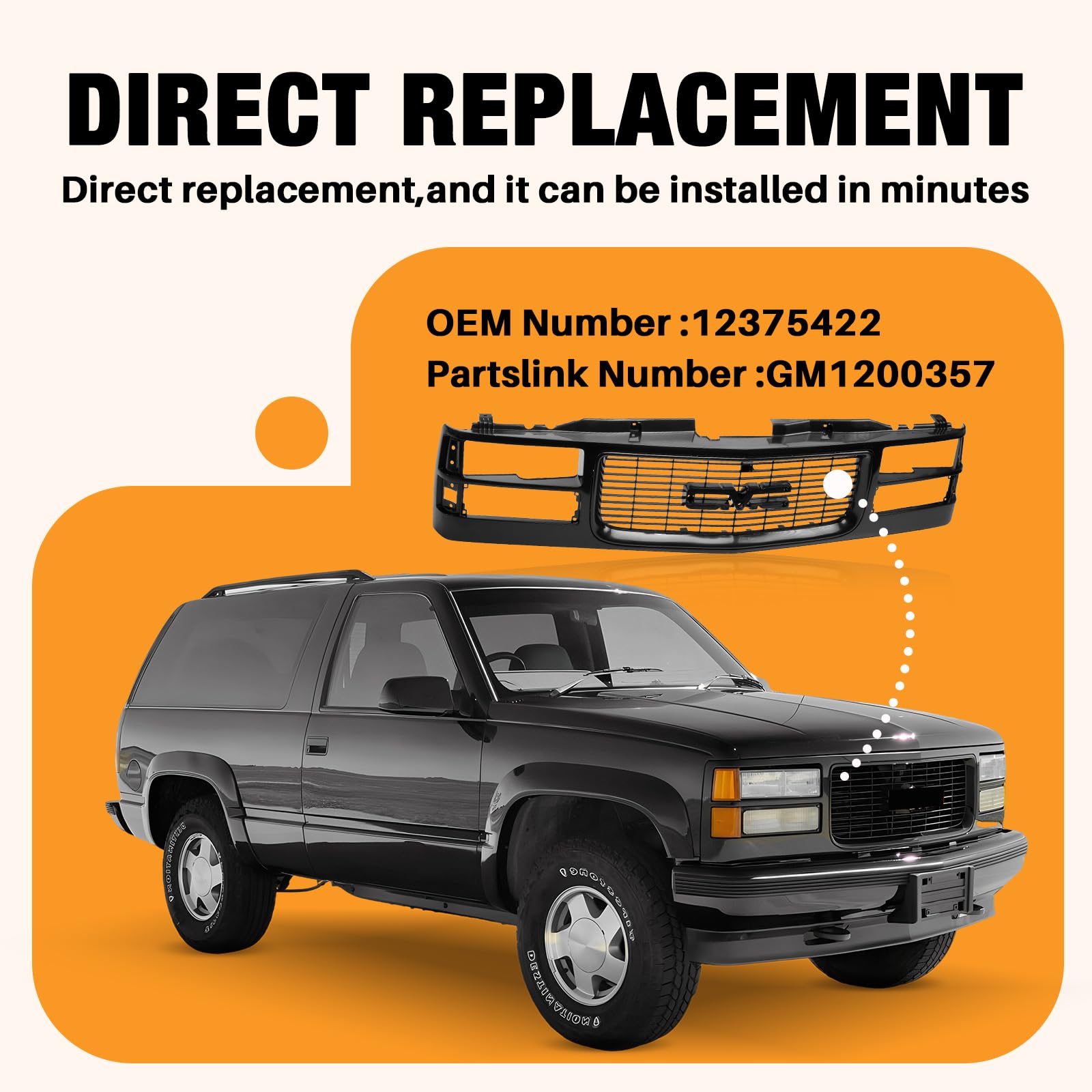 Amazon | CarPartsDepot フロントブラックグリルアセンブリグリル