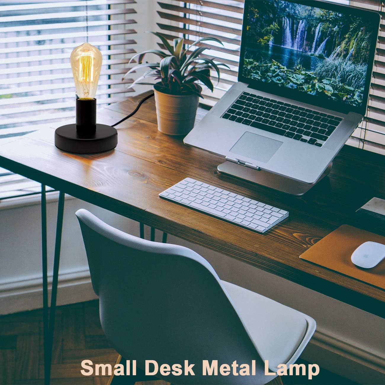 Industrial Table Lamp Base E26/E27 Ceramic Base Holder, Vintage Small Desk Lamp with Plug in Cord On/Off Switch Edison Lamp for Home Lighting Decor (Small)