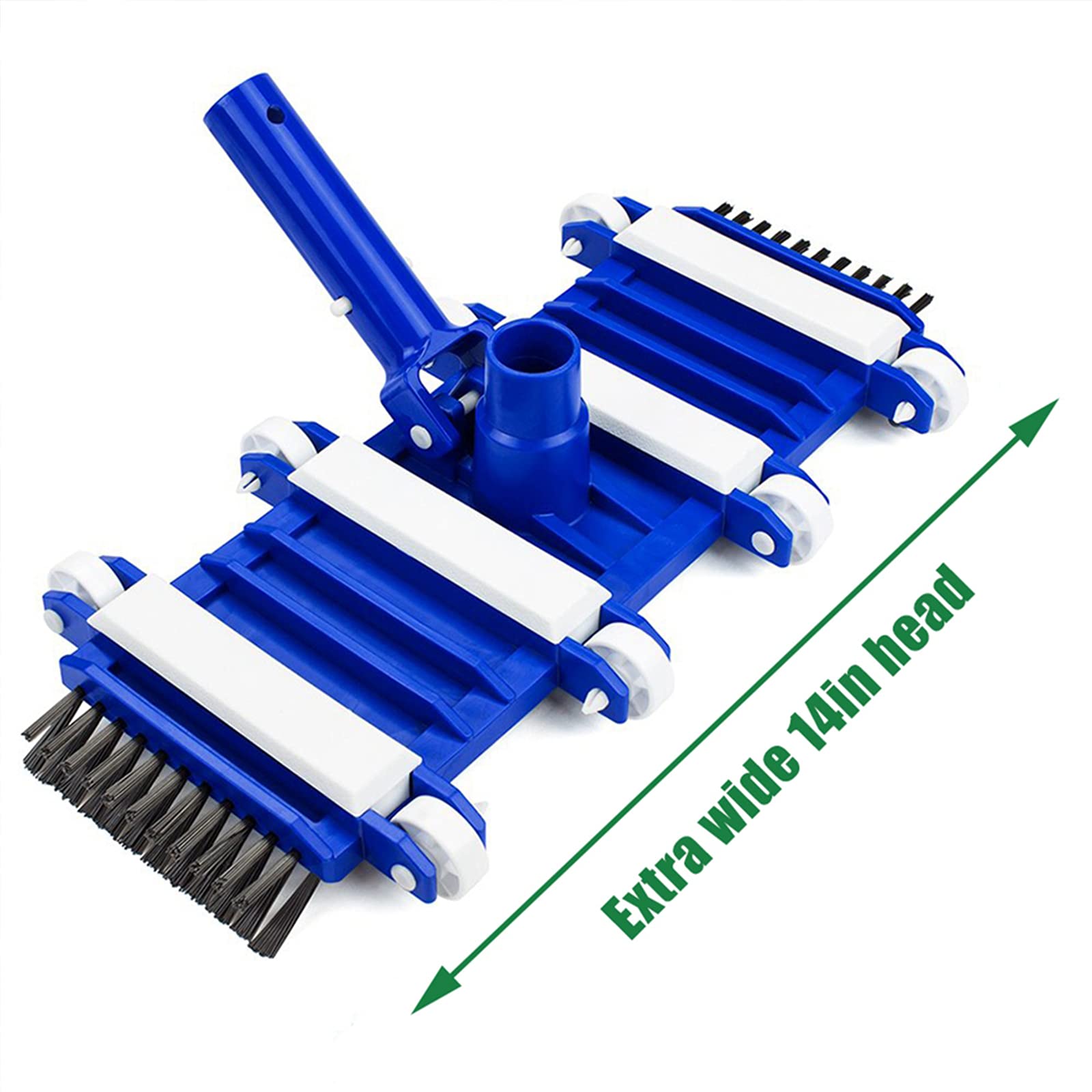 Cepillo de cabeza de aspiradora para piscina con cerdas laterales de nailon, accesorios de limpieza para piscinas y jacuzzis superiores/enterradas, 14 pulgadas