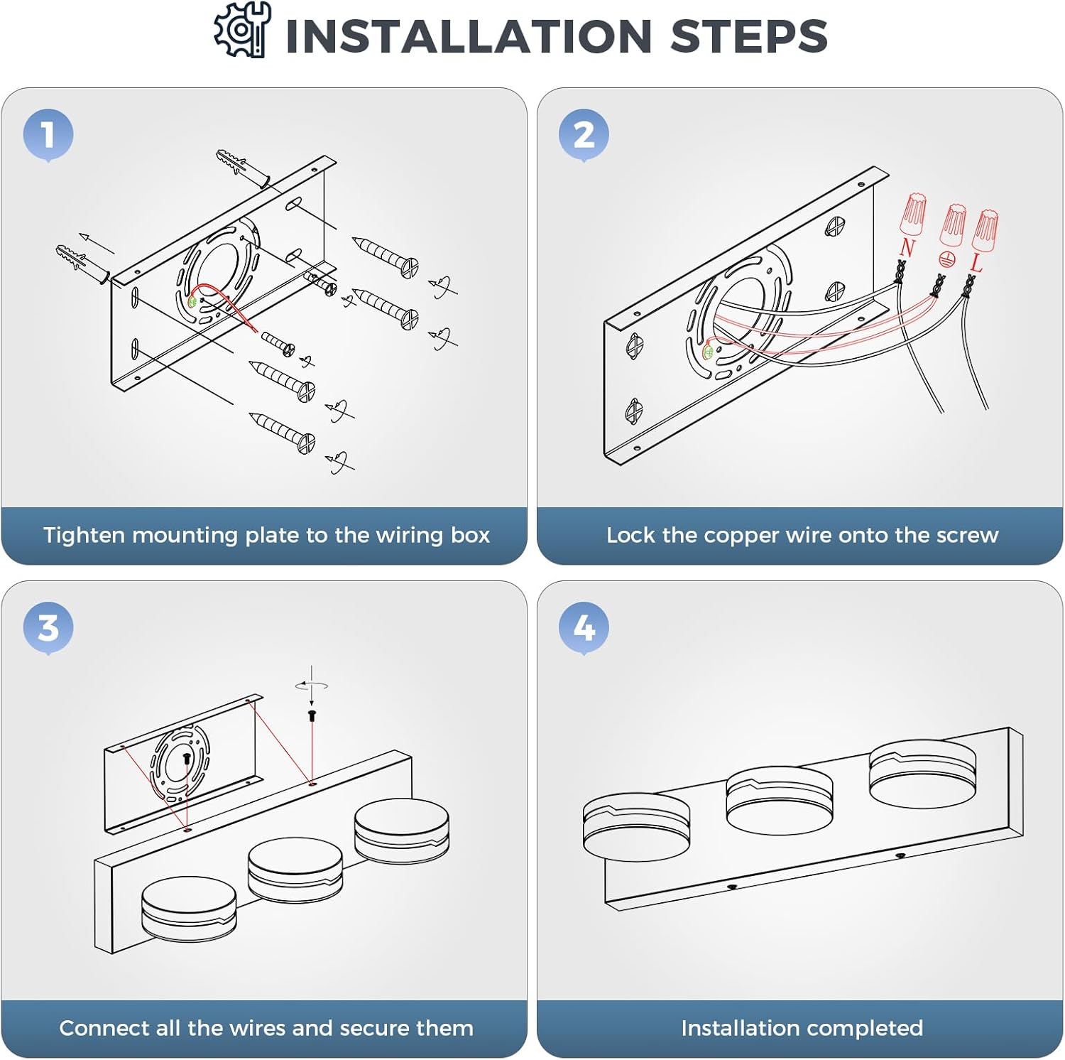 Vanity Lights for Bathroom, 32.28in Matte Black Bathroom Light Fixtures Over Mirror, 5-Light Modern LED Wall Sconce Makeup Lighting, 350° Rotatable, Dimmable 5500K Cool White, Hardwired