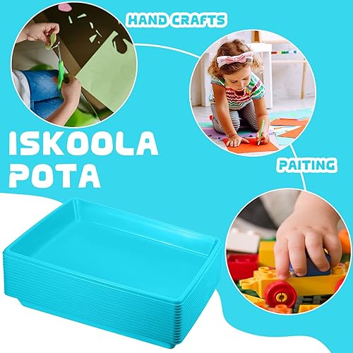 Miniatura 9 de Maitys 15 bandejas de plástico para actividades artísticas y bandejas organizadoras de 14.57 x 10.63 x 1.77 pulgadas, bandeja de almacenamiento para