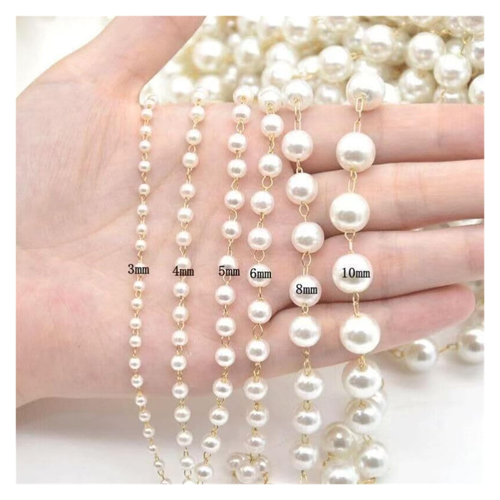 Dekoracje imprezowe, zasłony z tiulu Sznurek z koralików ze sztucznej perły 30 m rolka wielokolorowy ślub DIY(White)
